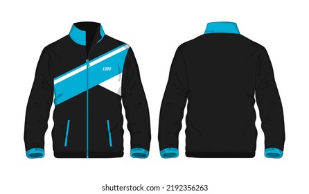 Chaqueta Deportiva Azul y plantilla negra para diseño en fondo blanco. Ilustración vectorial eps 10.