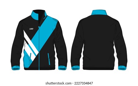 Chaqueta Deportiva Azul y plantilla negra para diseño en fondo blanco. Ilustración vectorial eps 10.