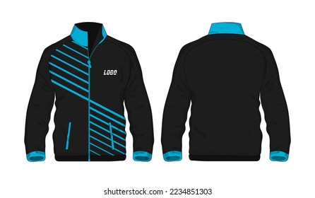 Chaqueta Deportiva Azul y plantilla negra para diseño en fondo blanco. Ilustración vectorial eps 10.