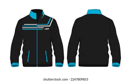 Chaqueta Deportiva Azul y plantilla negra para diseño en fondo blanco. Ilustración vectorial eps 10.