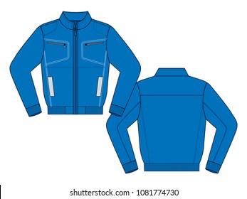 Sport jacket blue-white design vector.Front and back views.