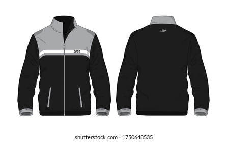 Chaqueta deportiva, plantilla gris y negro para diseño sobre fondo blanco. Ilustración vectorial eps 10.
