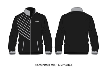 Chaqueta deportiva, plantilla gris y negro para diseño sobre fondo blanco. Ilustración vectorial eps 10.