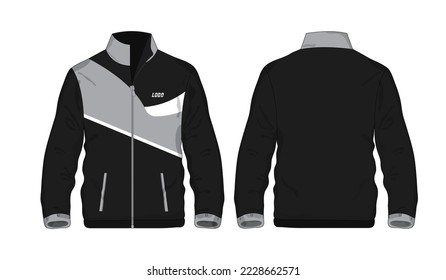 Chaqueta Deportiva Gris y camisa de plantilla negra para diseño con fondo blanco. Ilustración vectorial eps 10.