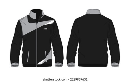 Chaqueta Deportiva Gris y camisa de plantilla negra para diseño con fondo blanco. Ilustración vectorial eps 10.