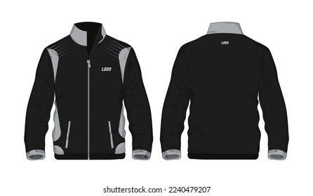 Chaqueta Deportiva Gris y camisa de plantilla negra para diseño con fondo blanco. Ilustración vectorial eps 10.