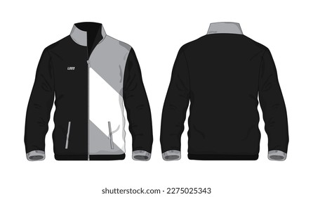 Chaqueta Deportiva Gris y camisa de plantilla negra para diseño con fondo blanco. Ilustración vectorial eps 10.