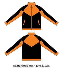 Sport Jacket Orange-Black Design Vector.Front And Back View.