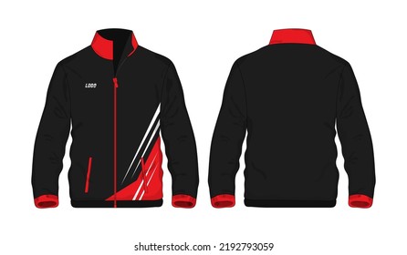 Chaqueta deportiva Rojo y camisa de plantilla negra para diseño con fondo blanco. Ilustración vectorial eps 10.