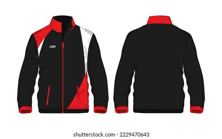 Chaqueta deportiva Rojo y camisa de plantilla negra para diseño con fondo blanco. Ilustración vectorial eps 10.