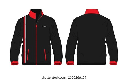 Chaqueta deportiva Rojo y camisa de plantilla negra para diseño con fondo blanco. Ilustración vectorial eps 10.