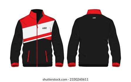 Chaqueta deportiva Rojo y camisa de plantilla negra para diseño con fondo blanco. Ilustración vectorial eps 10.