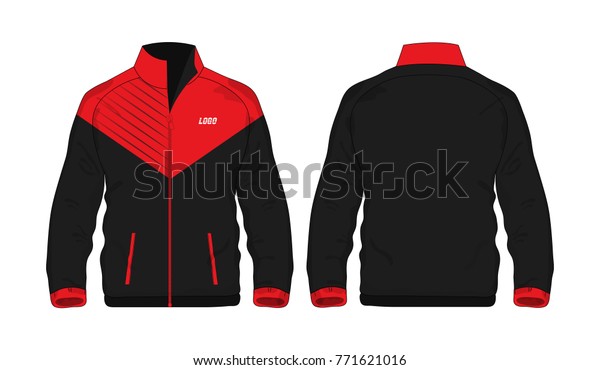 白い背景にデザイン用のスポーツジャケット赤と黒のテンプレート ベクターイラストeps10 のベクター画像素材 ロイヤリティフリー