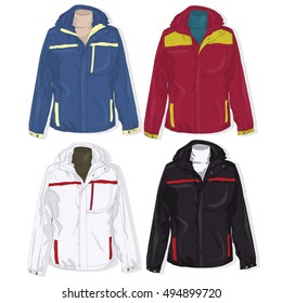  Sport jacket vector set on white background.