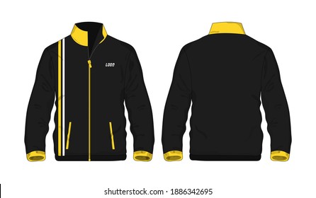 Chaqueta deportiva plantilla amarilla y negra para diseño con fondo blanco. Ilustración vectorial eps 10.