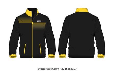 Chaqueta deportiva plantilla amarilla y negra para diseño con fondo blanco. Ilustración vectorial eps 10.