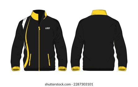 Chaqueta deportiva plantilla amarilla y negra para diseño con fondo blanco. Ilustración vectorial eps 10.