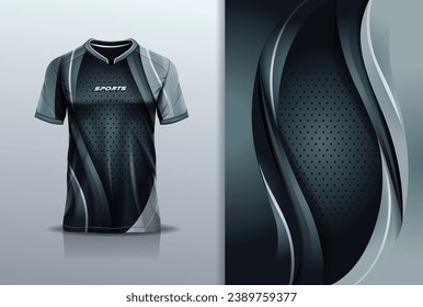 Sport jersey abstract curve line tshirt mockup design black gray color