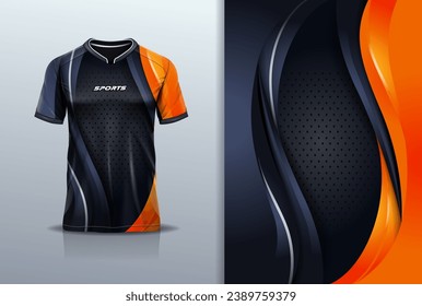 Sport jersey abstract curve line tshirt mockup design orange color