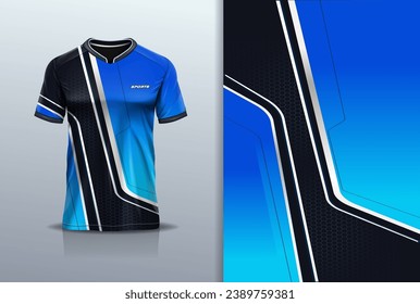 Sport jersey abstract stripe line tshirt mockup design blue color