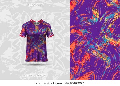 Sport jersey design with abstract paint pattern, perfect for sports teams, recreational clubs, or athletic events.