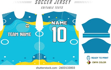 Sport jersey design template with grunge line halftone pattern background. Sport uniform in front and back view. Shirt mock up for sport club. Vector Illustration