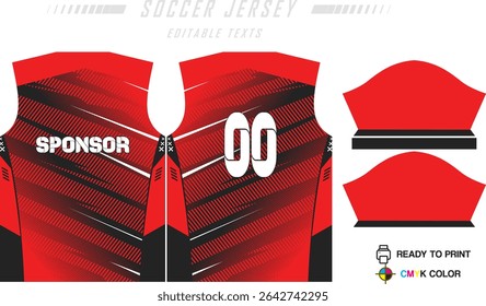 Modelo de design de camisa de esporte com linha grunge meio-tom padrão fundo. Uniforme desportivo na frente e vista traseira. Camiseta maquete para clube de esporte. Ilustração de vetor