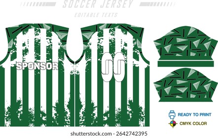 Modelo de design de camisa de esporte com linha grunge meio-tom padrão fundo. Uniforme desportivo na frente e vista traseira. Camiseta maquete para clube de esporte. Ilustração de vetor
