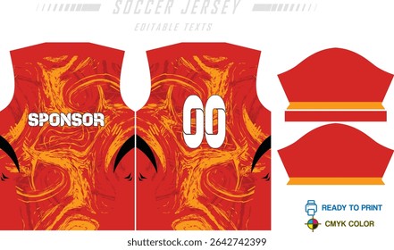 Sport jersey design template with grunge line halftone pattern background. Sport uniform in front and back view. Shirt mock up for sport club. Vector Illustration