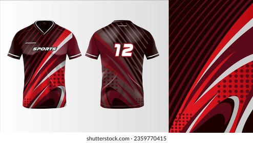 
Patrón geométrico de diseño de jersey deportivo para fútbol, carreras, juegos, color rojo