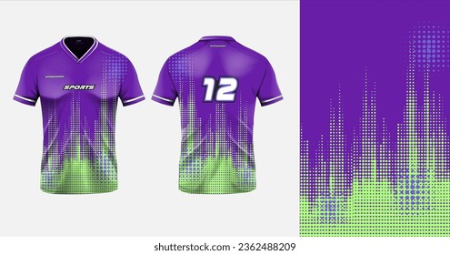 Sport jersey design template mockup polkadot abstract pattern for football soccer, racing, gaming, blue color