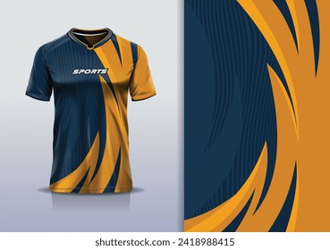 Design-Vorlage für Sport Jersey Muster Muster-Kurve für Fußball, Rennen, Laufen, e Sport, blaue goldene Farbe