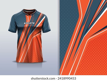 Sport jersey design template mockup stripe line racing for football soccer, running, esports, orange gray color 
