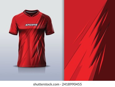 Plantilla de diseño de jersey deportivo de carreras de rayas de banda de maquillaje para fútbol, correr, deportes, color rojo 
