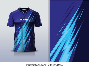 Sport jersey design template mockup stripe line racing for football soccer, running, esports, blue color 