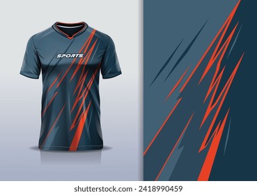 Plantilla de diseño de jersey deportivo carreras de rayas de banda de maquillaje para fútbol, carreras, deportes, color naranja gris 