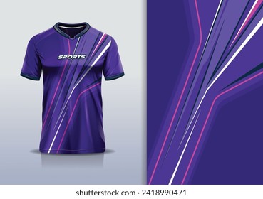 Sport jersey design template mockup stripe line racing for football soccer, running, esports, purple color 
