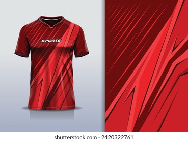 Plantilla de diseño de jersey deportivo de carreras de rayas de banda de maquillaje para fútbol, correr, deportes, color rojo	
