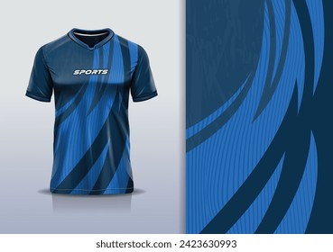 Sport jersey design template mockup curve line abstract for football soccer, racing, running, e sports, in blue color