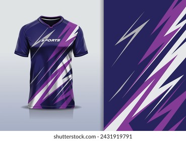 Sport Jersey Design Template Mockup Stripe Line Abstract for Sports Football Soccer, Racing, Running, in Purple Color