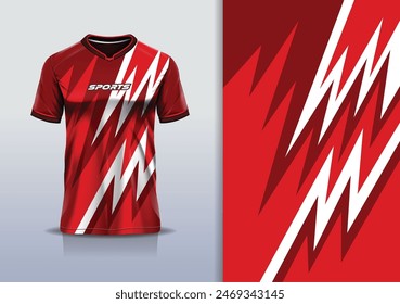 Sport jersey design template mockup stripe line racing for football soccer, running, esports, red white color	