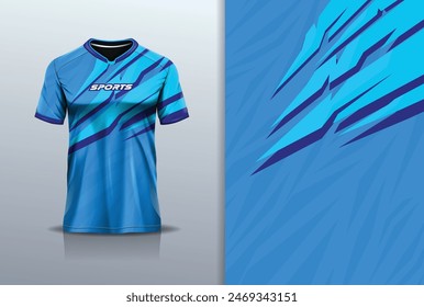 Sport jersey design template mockup stripe line racing for football soccer, running, esports, blue white color	