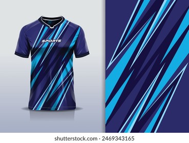 Sport jersey design template mockup stripe line racing for football soccer, running, esports, blue color	