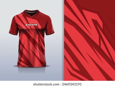 Diseño de camiseta deportiva maqueta de Plantilla de carreras de línea de rayas para fútbol, correr, deportes electrónicos, color rojo	