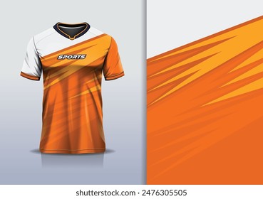 Sport jersey design template mockup stripe line racing for football soccer, running, esports, orange color	
