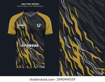 Sport jersey design template mockup abstract gold stripe line for soccer, football, motocross, cycling, running, gaming design kit.