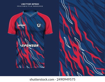 Sport jersey design template mockup abstract red stripe line for soccer, football, motocross, cycling, running, gaming design kit.