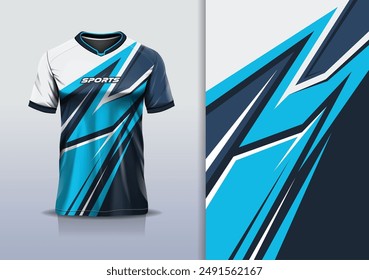 Sport jersey design template mockup stripe line racing for football soccer, running, esports, blue white color