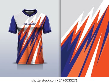 Sport jersey design template mockup stripe line racing for football soccer, running, esports, blue white orange color