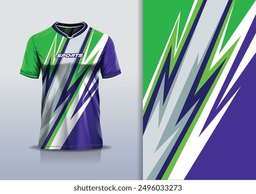 Sport jersey design template mockup stripe line racing for football soccer, running, esports, green white blue color